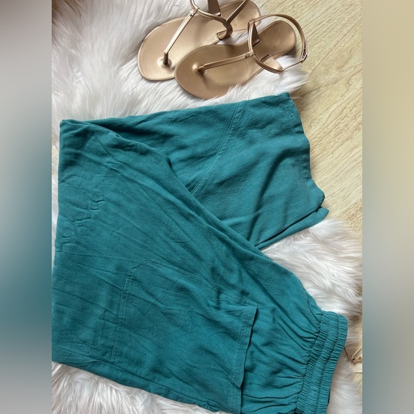 #444. All day Loose Fit Pants - Teal - Picture 6 of 7